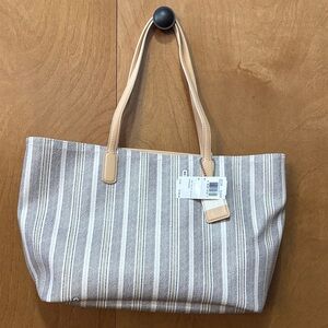 Coach Legacy Collection Tote Bag White Black Ticking Stripe NWT